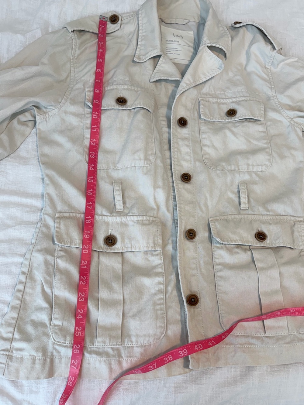 Banana Republic Heritage Linen Blend Safari Jacket Ivory Belted Utility Jacket - Picture 15 of 15